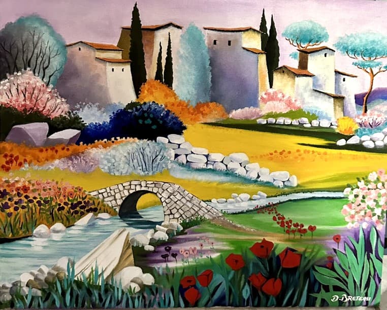 Le Village au Vieux Pont, 2013 — Oil on canvas